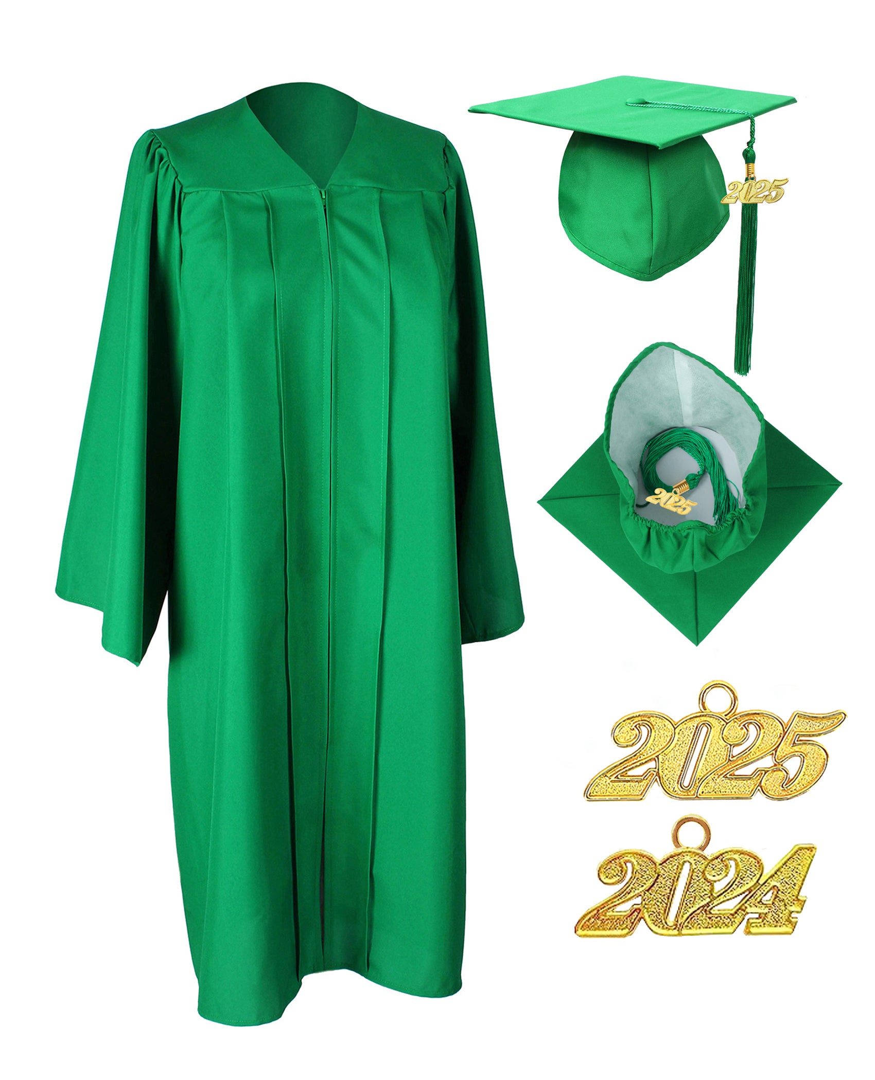 GraduationService Unisex  Matte Graduation Cap & Gown with Tassel 2025 Year Charm Rich Color
