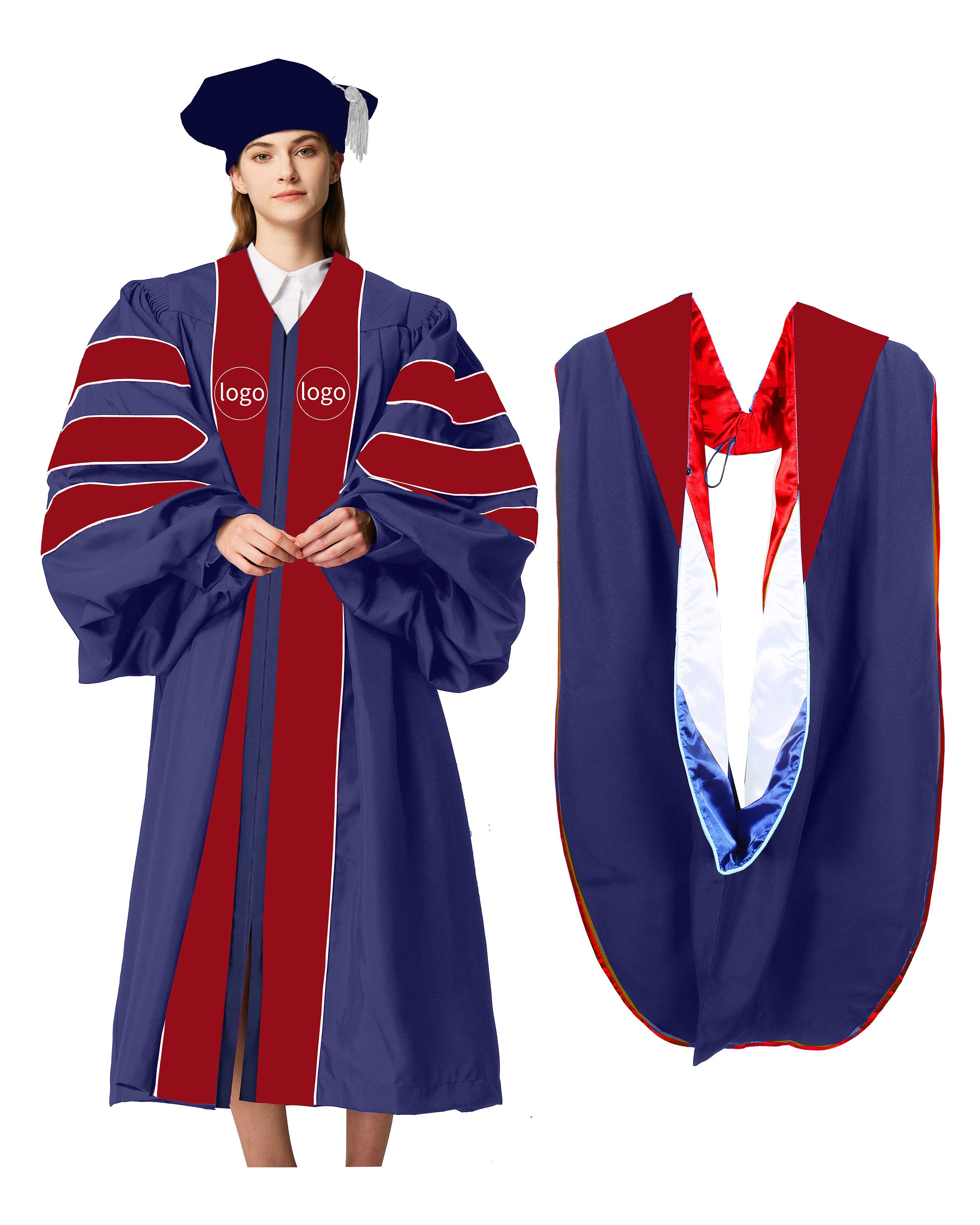 Customization Doctoral Graduation Gown and hood tam (Products Will Be Customized as Requested)