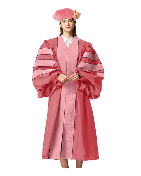 Customized Doctoral Graduation Gown  & Tam 8S Pink set