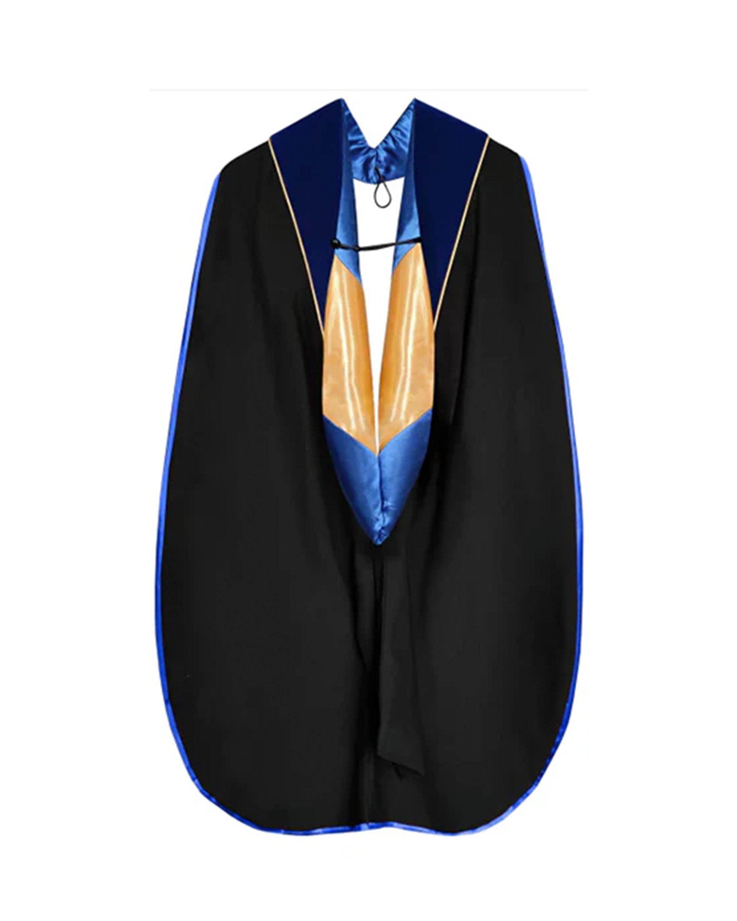 Deluxe Doctoral Graduation Gown with Gold Piping Plus Doctoral Tam and Doctoral Hood  Package