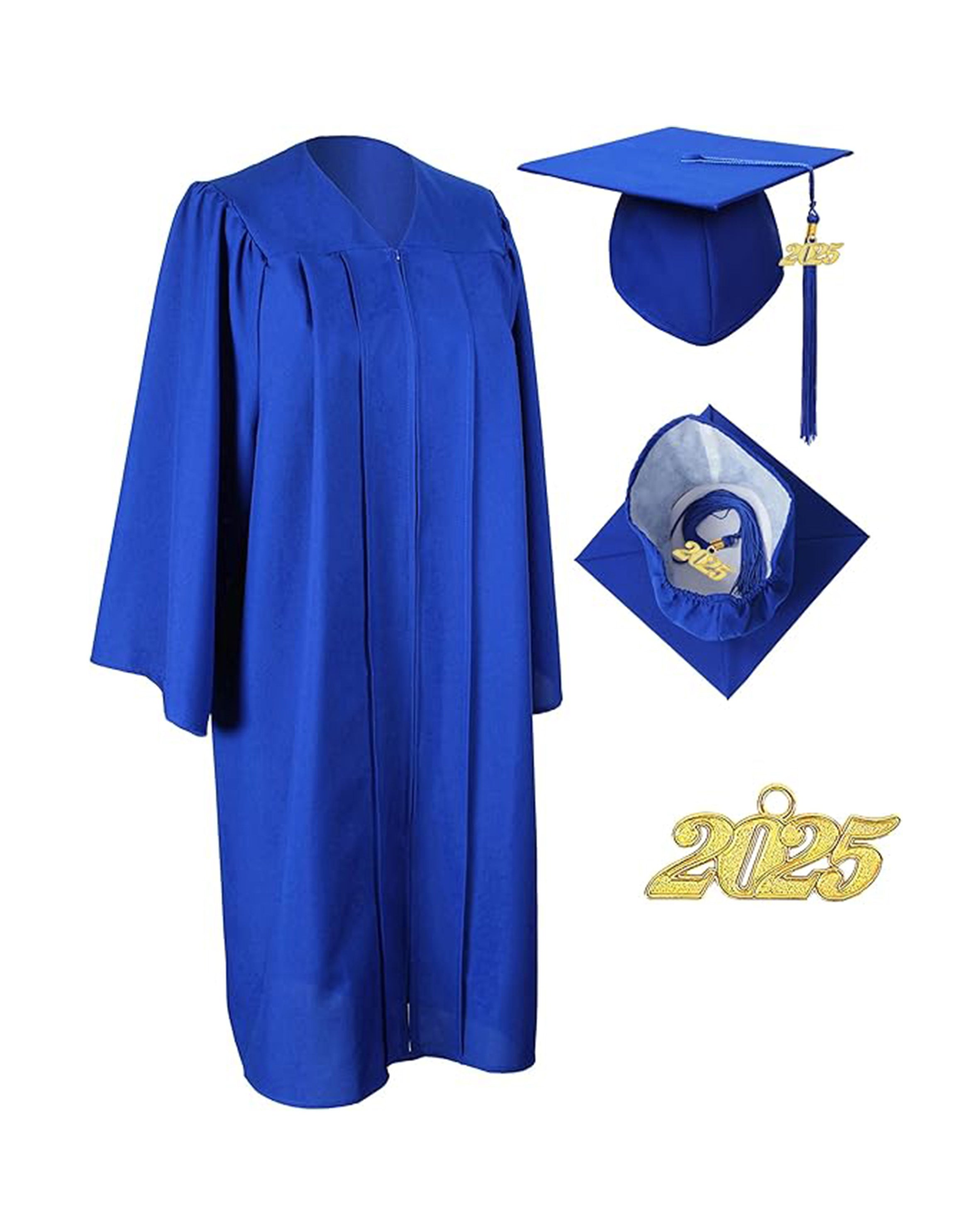 GraduationService Unisex  Matte Graduation Cap & Gown with Tassel 2025 Year Charm Rich Color