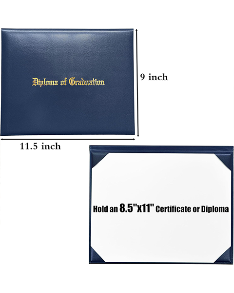 Smooth Graduation Diploma Cover Imprinted "Diploma of Graduation" Certificate Cover 8 1/2" x 11"