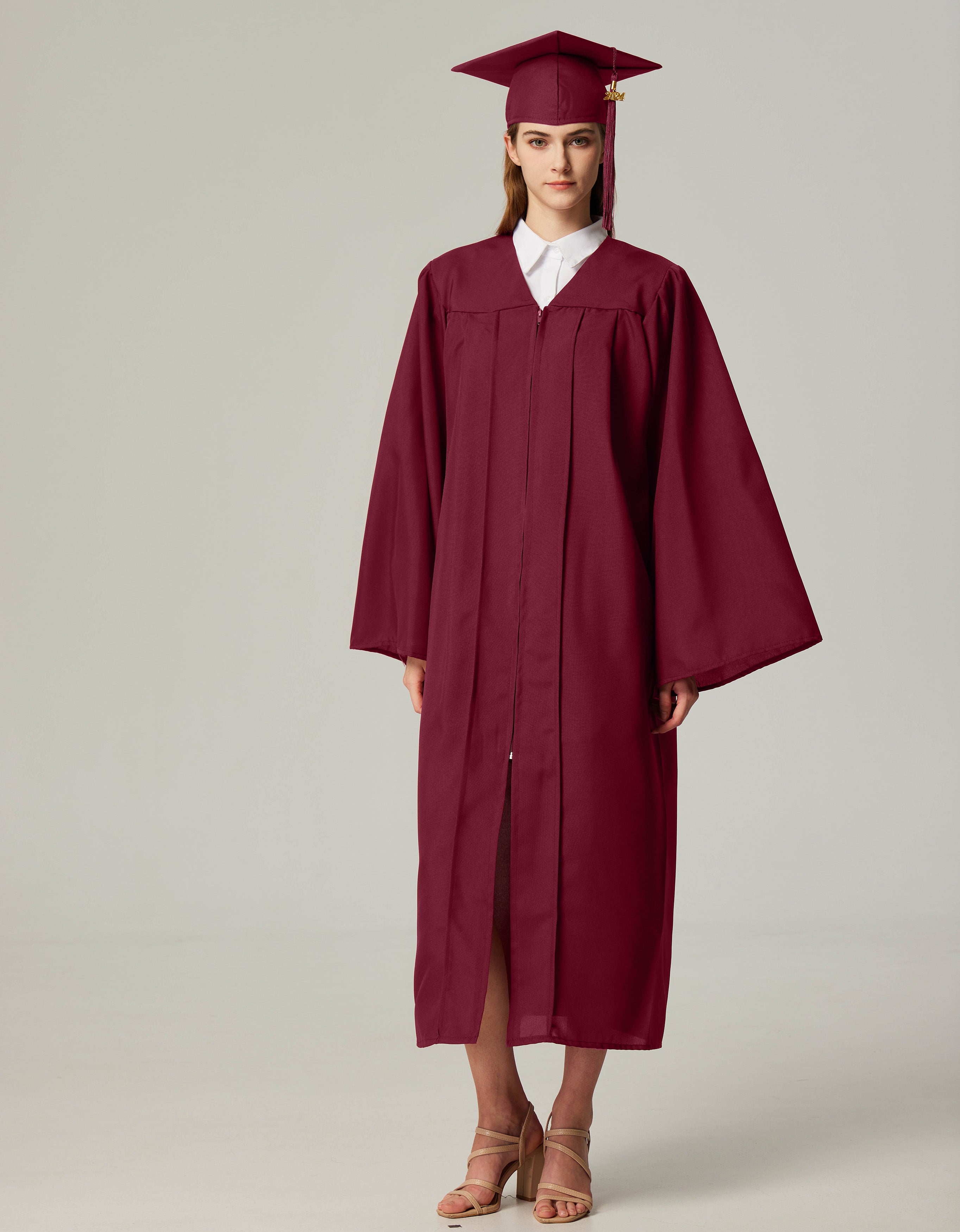 GraduationService Unisex  Matte Graduation Cap & Gown with Tassel 2025 Year Charm Rich Color