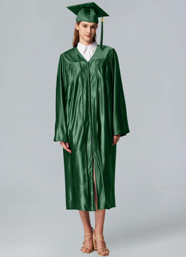 Unisex  Shiny Graduation Cap & Gown with Tassel 2025 Year Charm Rich Color