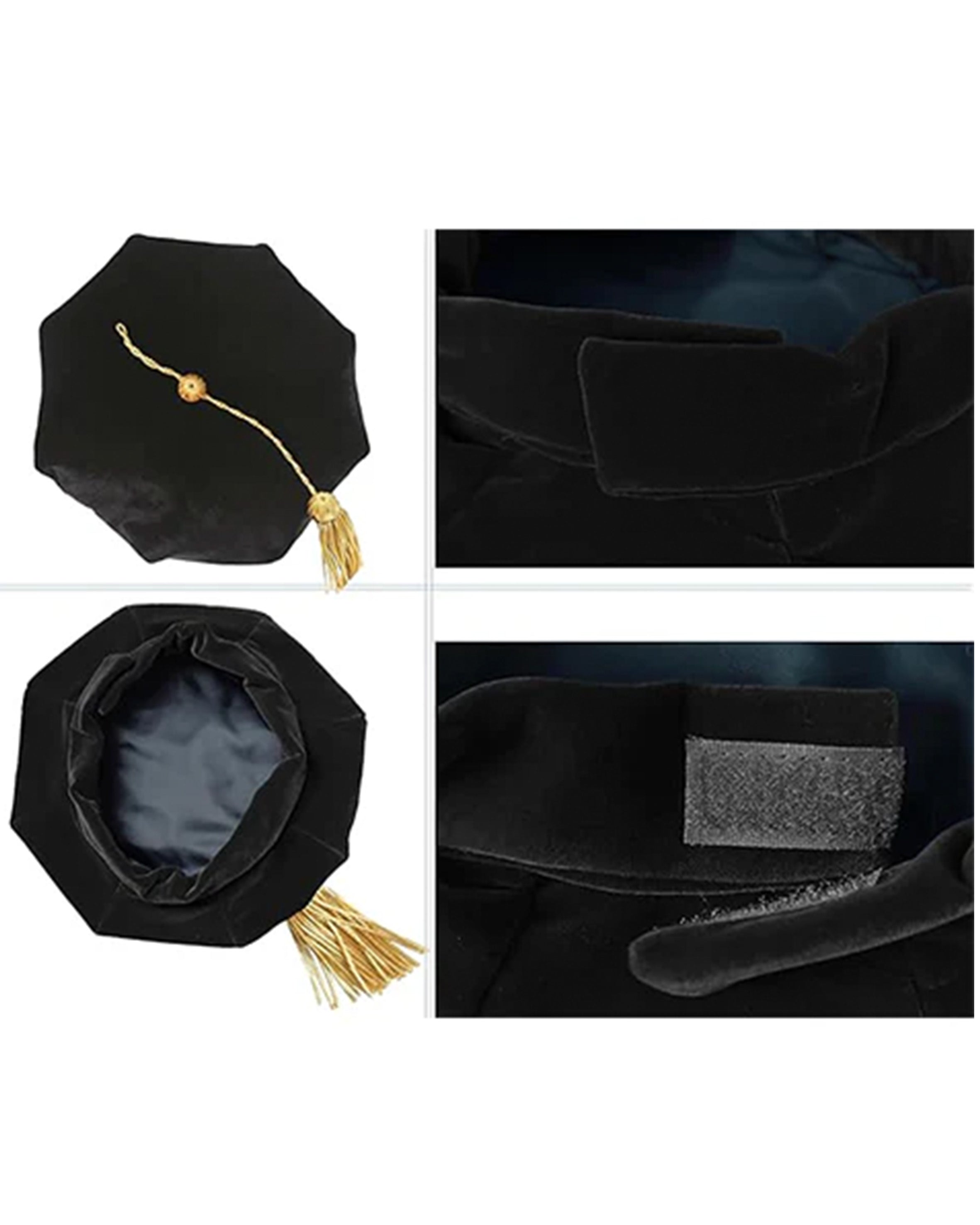 Deluxe Doctoral Graduation Gown with Gold Piping Plus Doctoral Tam and Doctoral Hood  Package