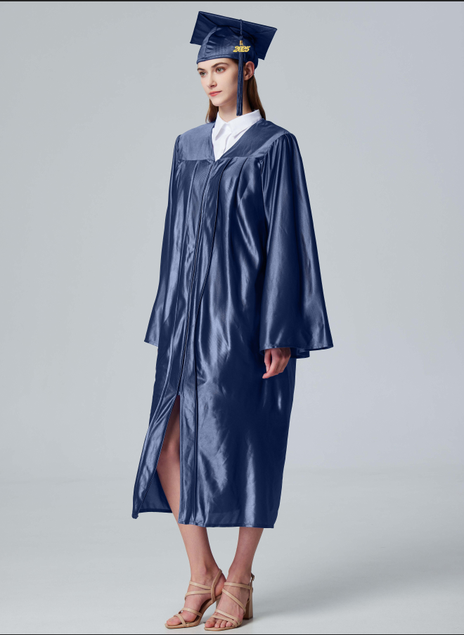 Unisex  Shiny Graduation Cap & Gown with Tassel 2025 Year Charm Rich Color