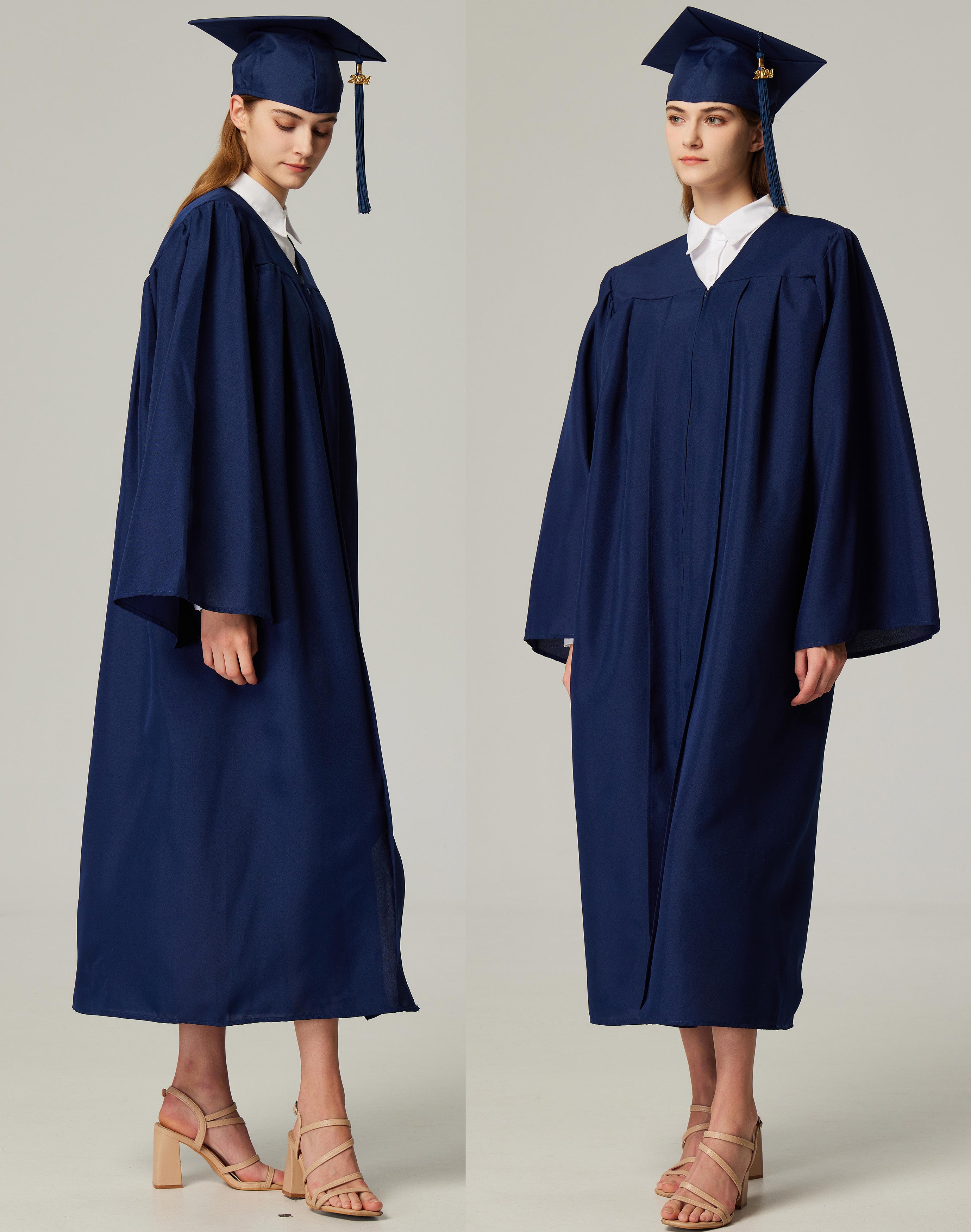 GraduationService Unisex  Matte Graduation Cap & Gown with Tassel 2025 Year Charm Rich Color