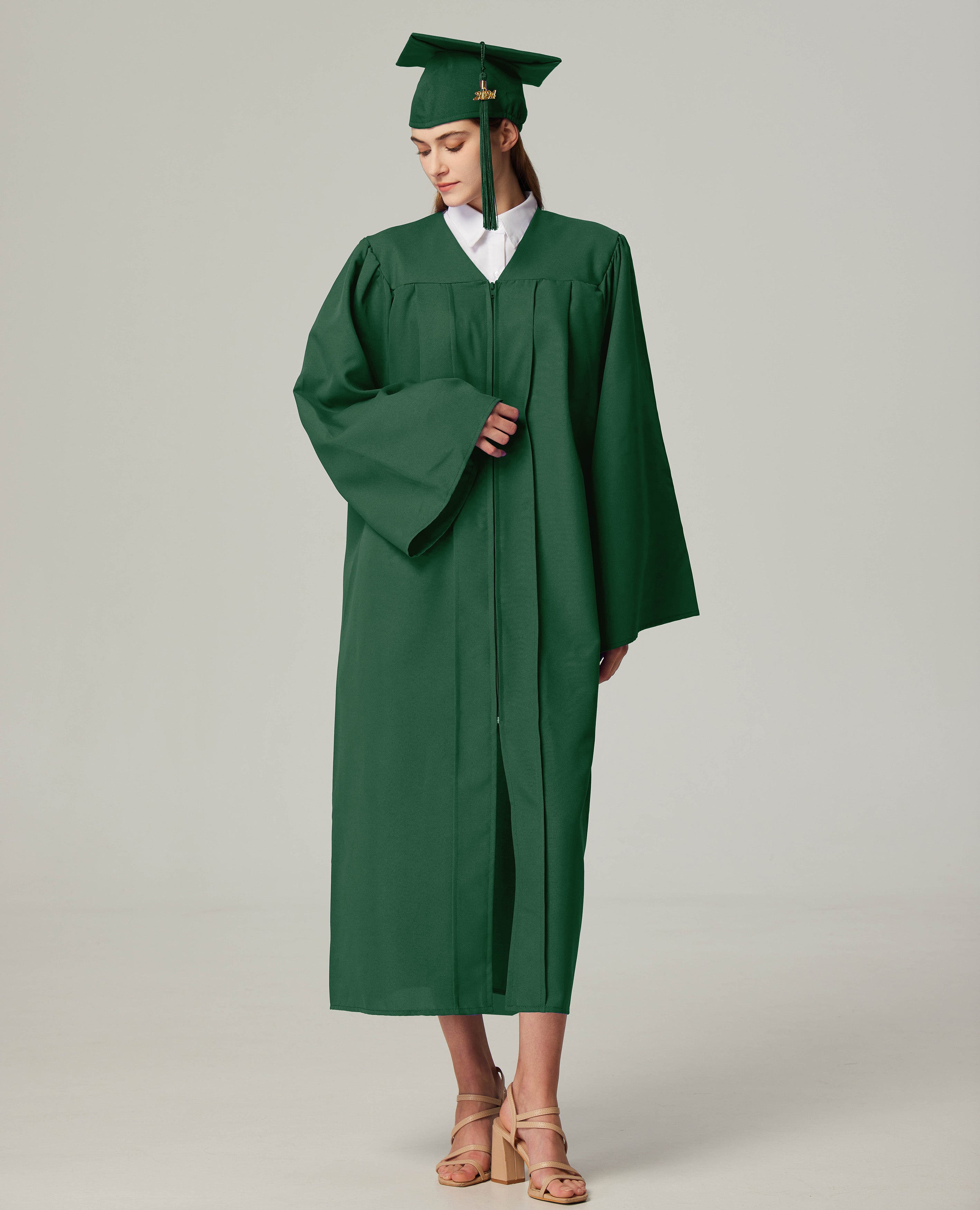 GraduationService Unisex  Matte Graduation Cap & Gown with Tassel 2025 Year Charm Rich Color