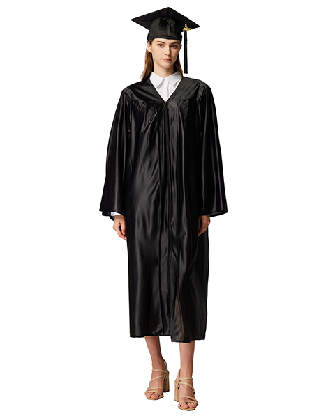 Unisex  Shiny Graduation Cap & Gown with Tassel 2025 Year Charm Rich Color