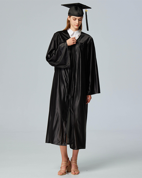 Unisex  Shiny Graduation Cap & Gown with Tassel 2025 Year Charm Rich Color