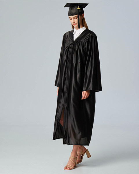 Unisex  Shiny Graduation Cap & Gown with Tassel 2025 Year Charm Rich Color