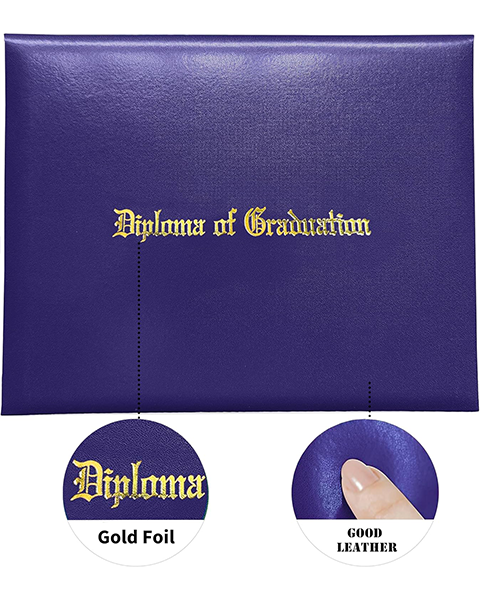 Smooth Graduation Diploma Cover Imprinted "Diploma of Graduation" Certificate Cover 8 1/2" x 11"