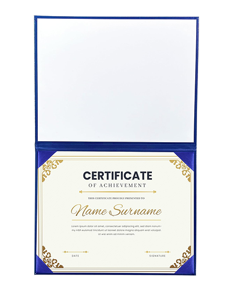 Smooth Graduation Diploma Cover Imprinted "Diploma of Graduation" Certificate Cover 8 1/2" x 11"