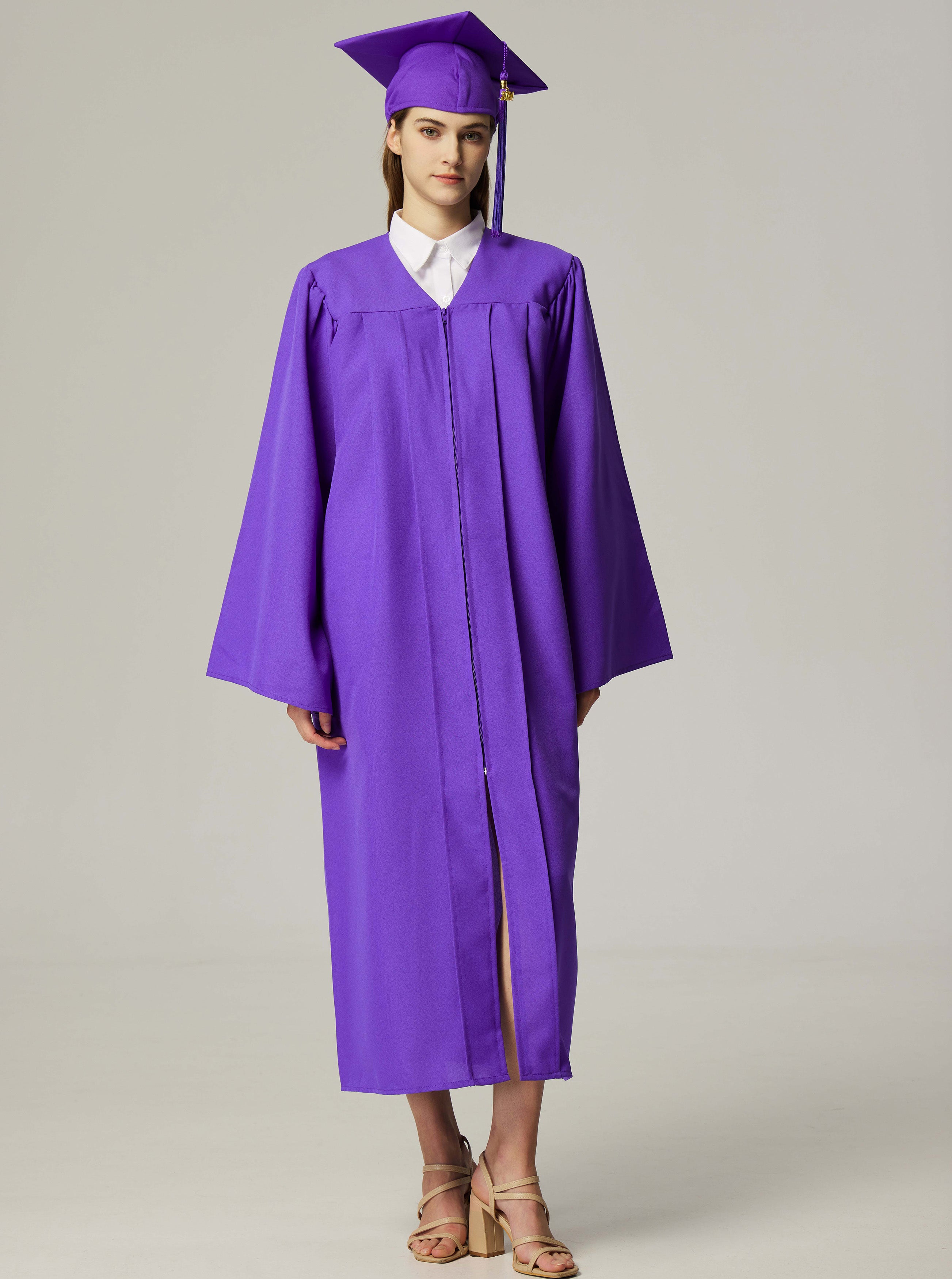 GraduationService Unisex  Matte Graduation Cap & Gown with Tassel 2025 Year Charm Rich Color