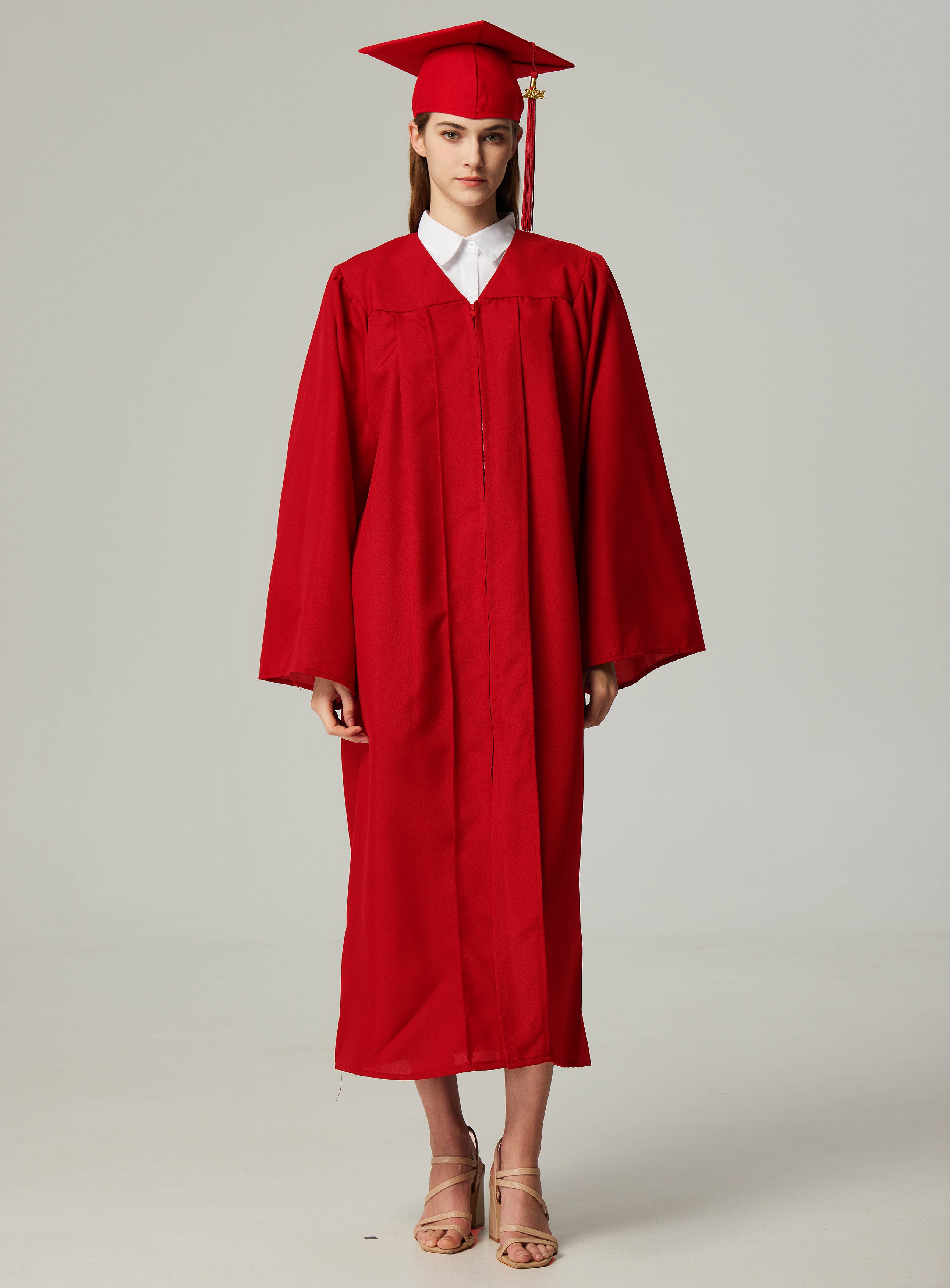 GraduationService Unisex  Matte Graduation Cap & Gown with Tassel 2025 Year Charm Rich Color