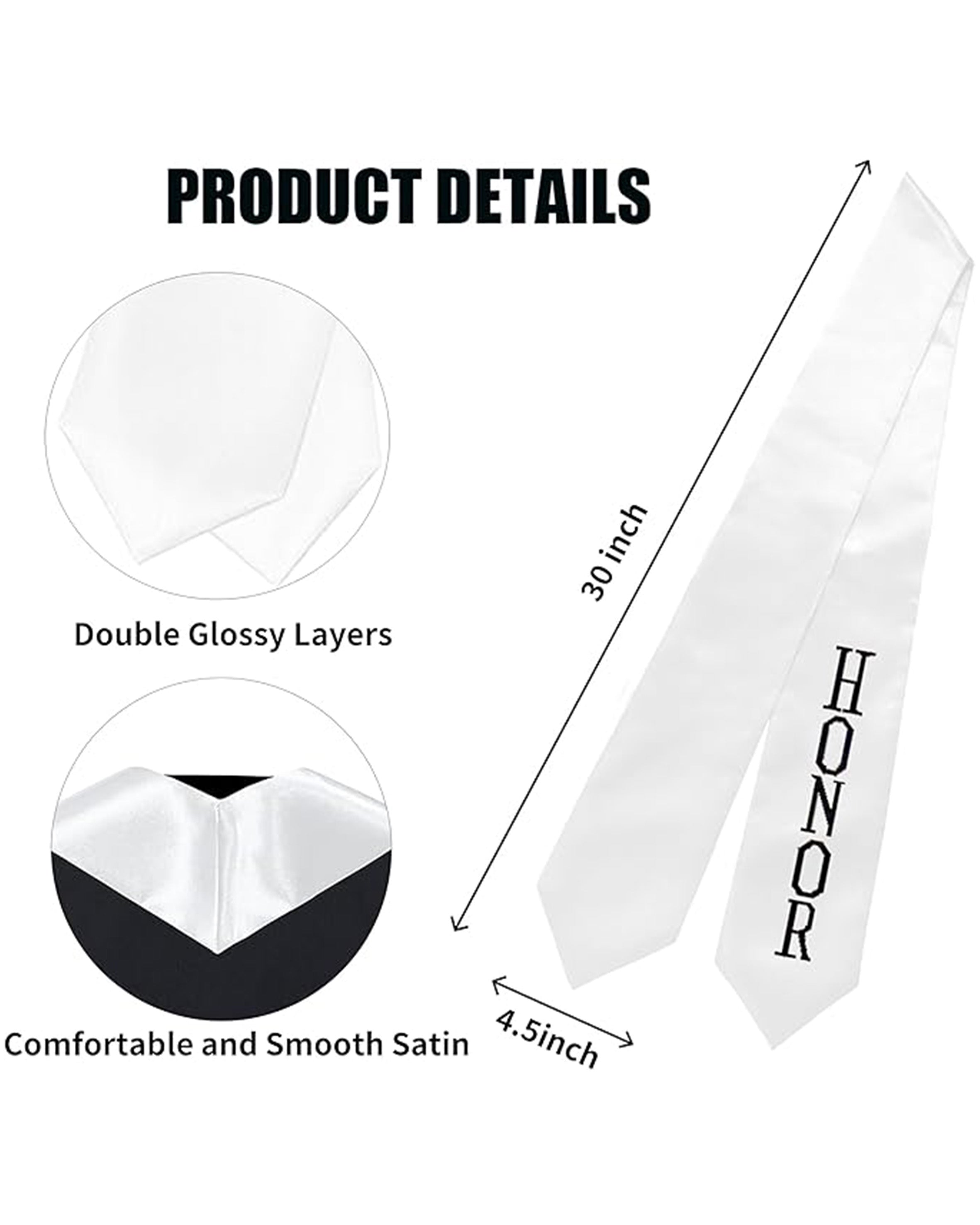 Adult Graduation Honor Stole | Embroidery Graduation Stole 60”Long