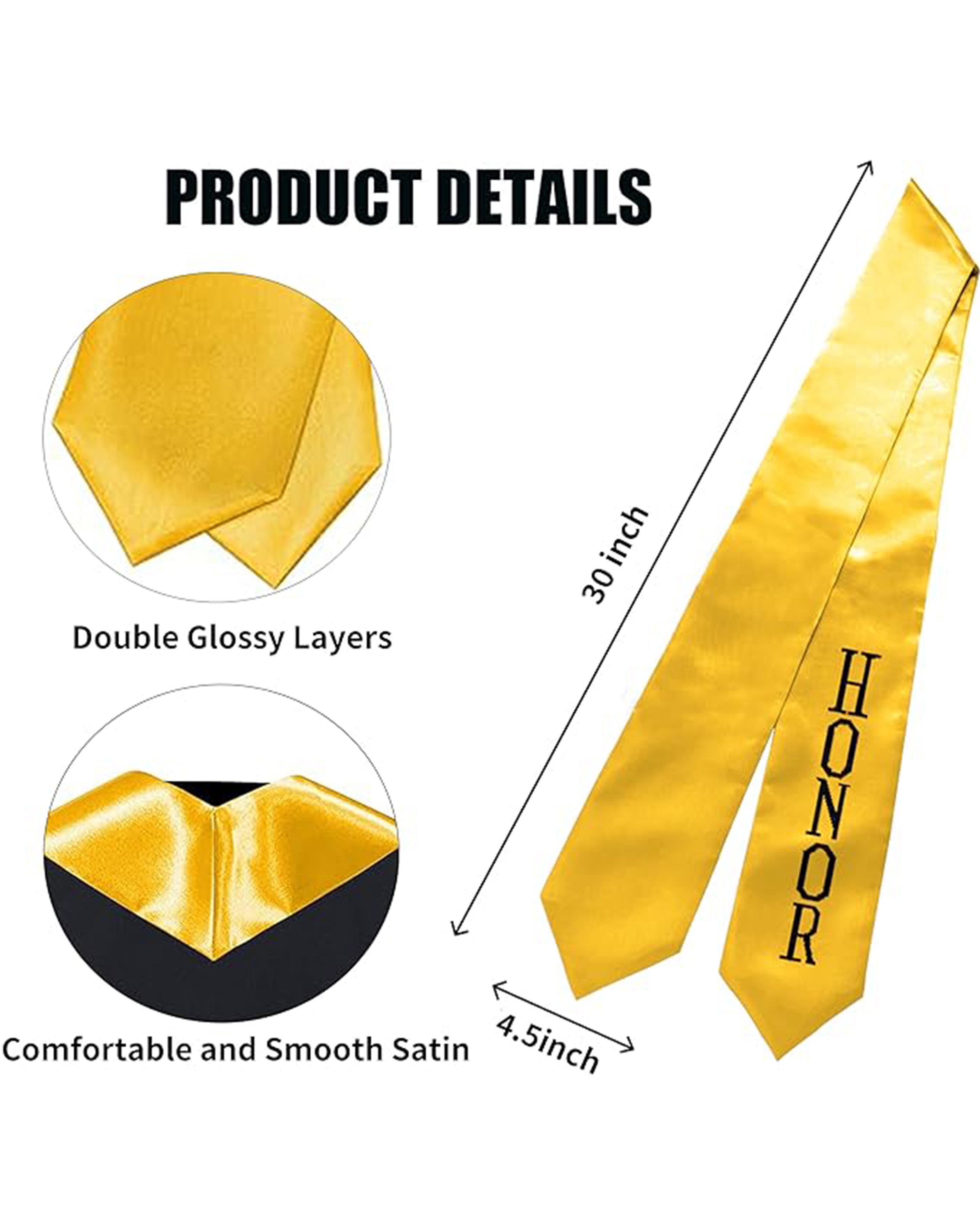 Adult Graduation Honor Stole | Embroidery Graduation Stole 60”Long