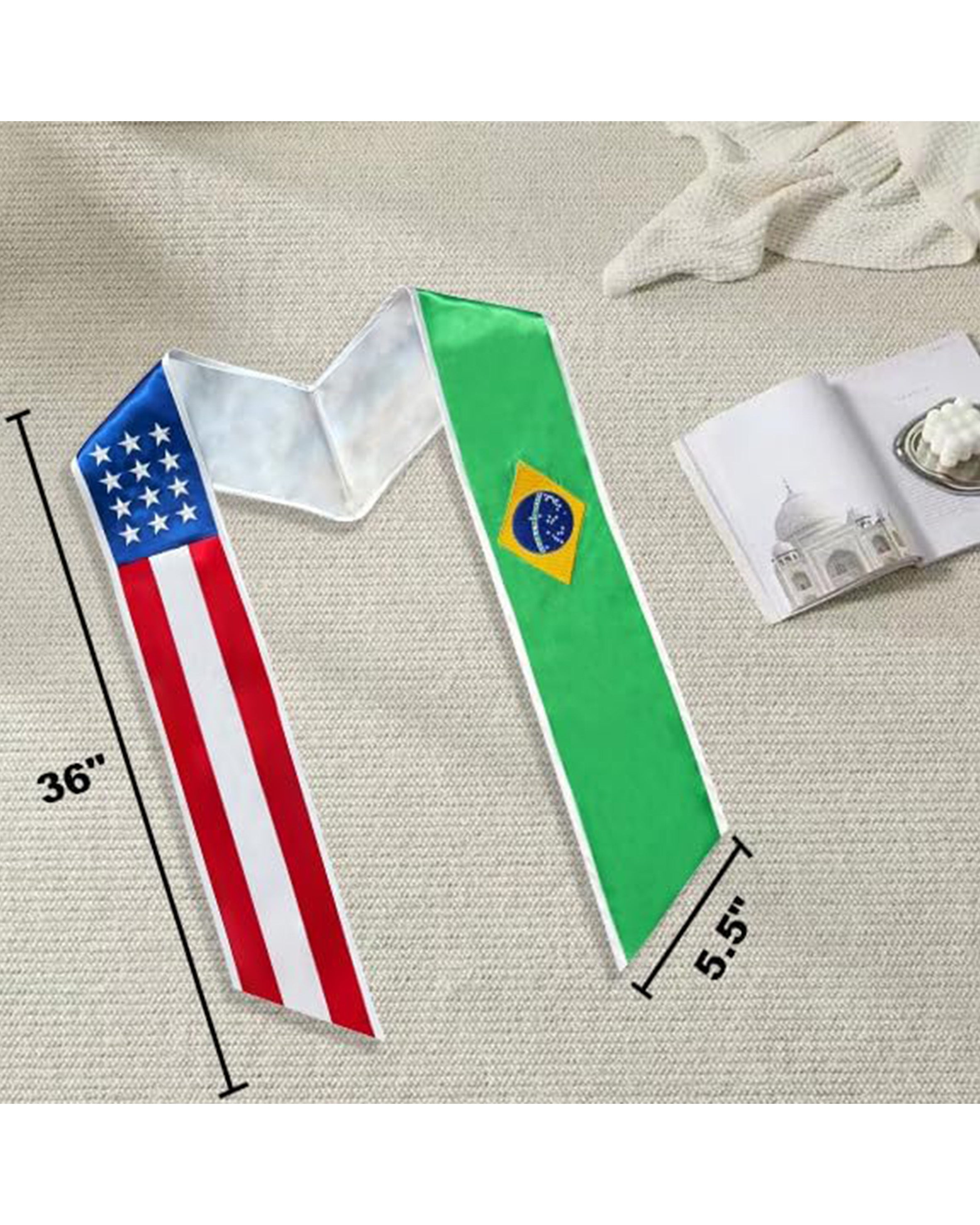 Mixed Flag Graduation Stole  For International Graduates  (USA + International)