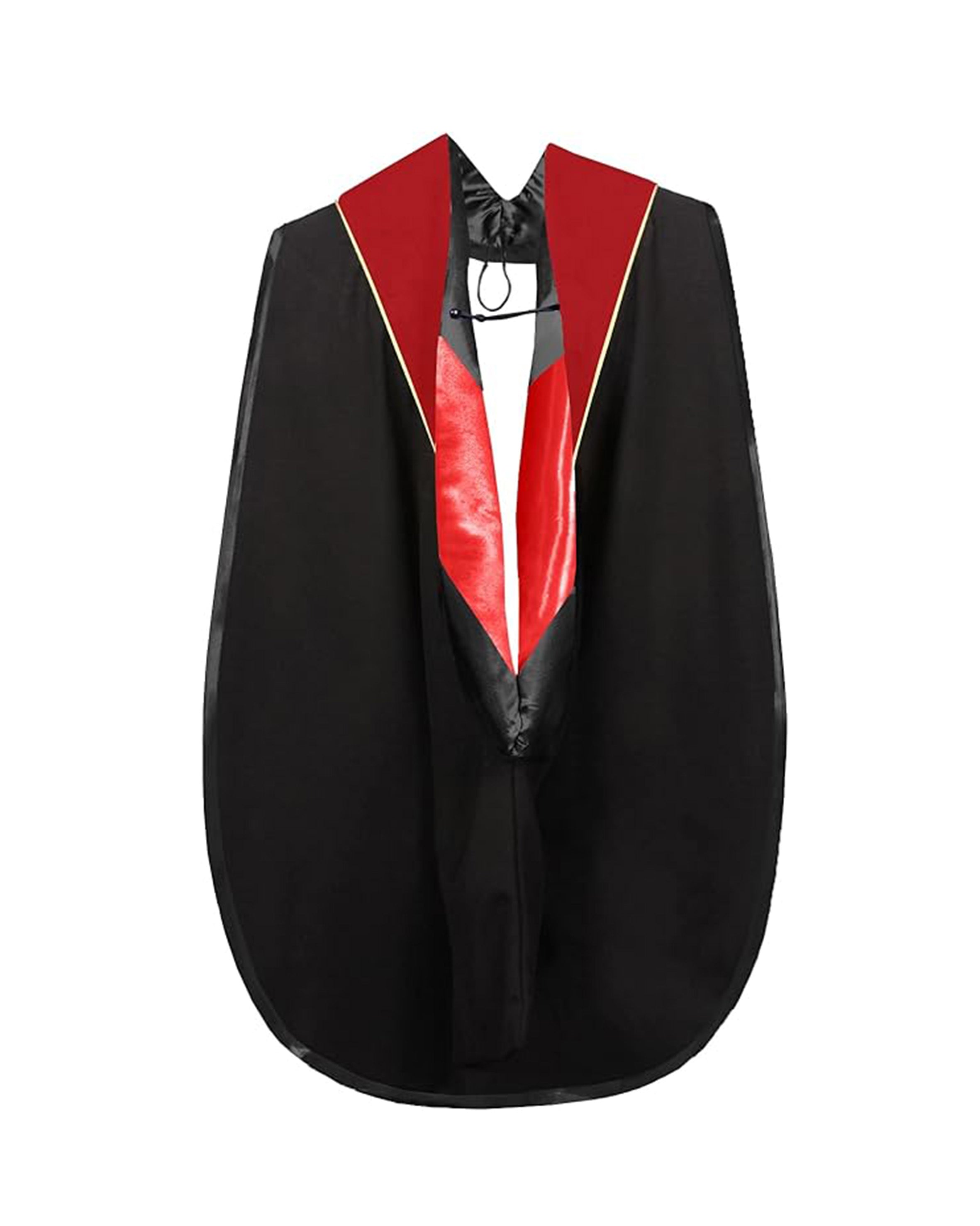 Deluxe Doctoral Graduation Gown with Gold Piping Plus Doctoral Tam and Doctoral Hood  Package