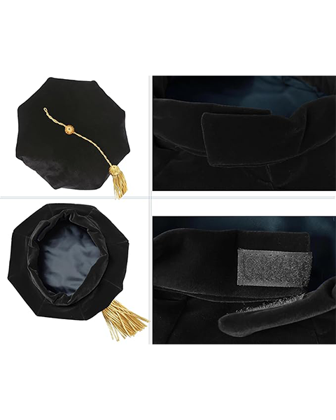 Deluxe Doctoral Graduation Gown with Gold Piping Plus Doctoral Tam and Doctoral Hood  Package