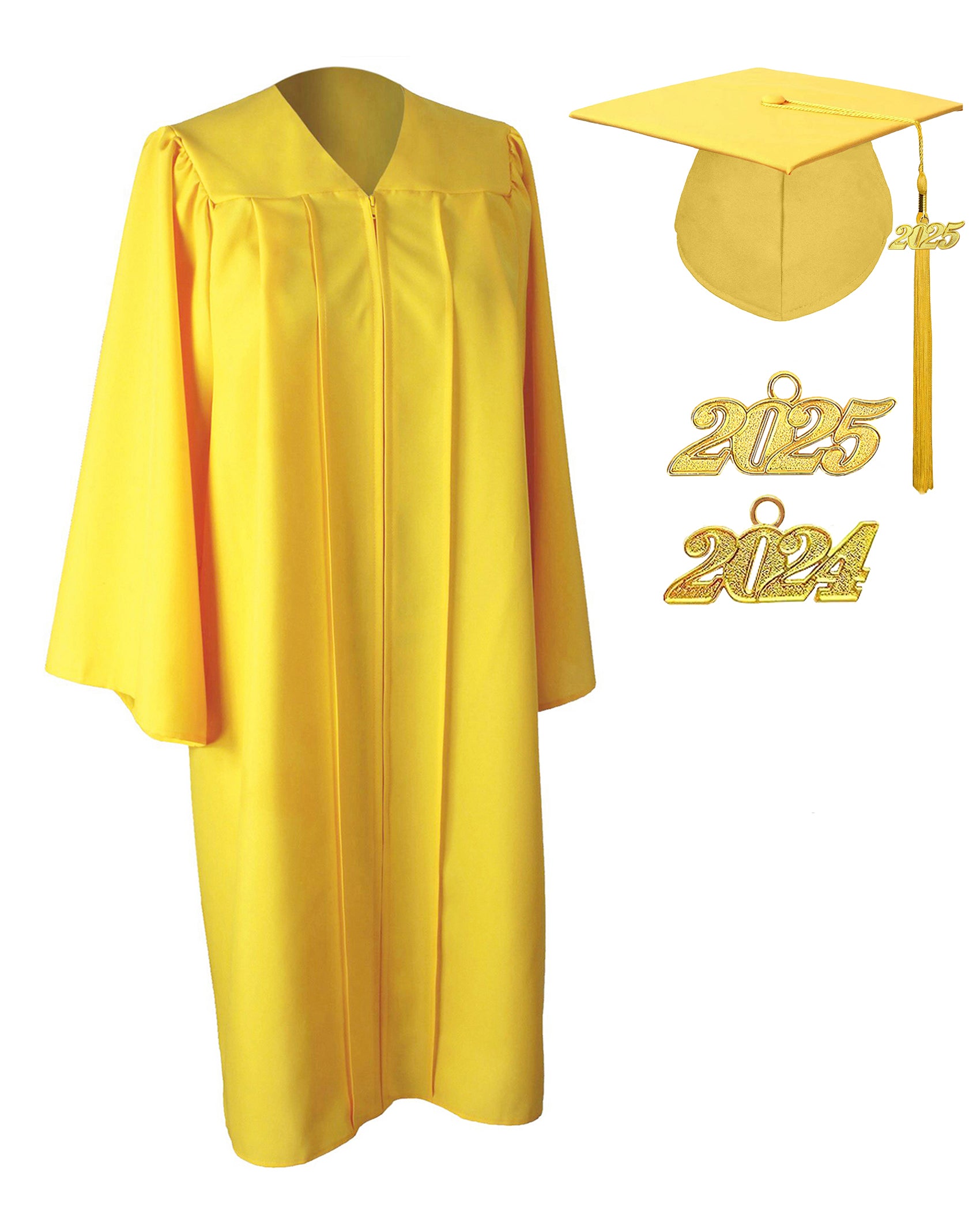 GraduationService Unisex  Matte Graduation Cap & Gown with Tassel 2025 Year Charm Rich Color