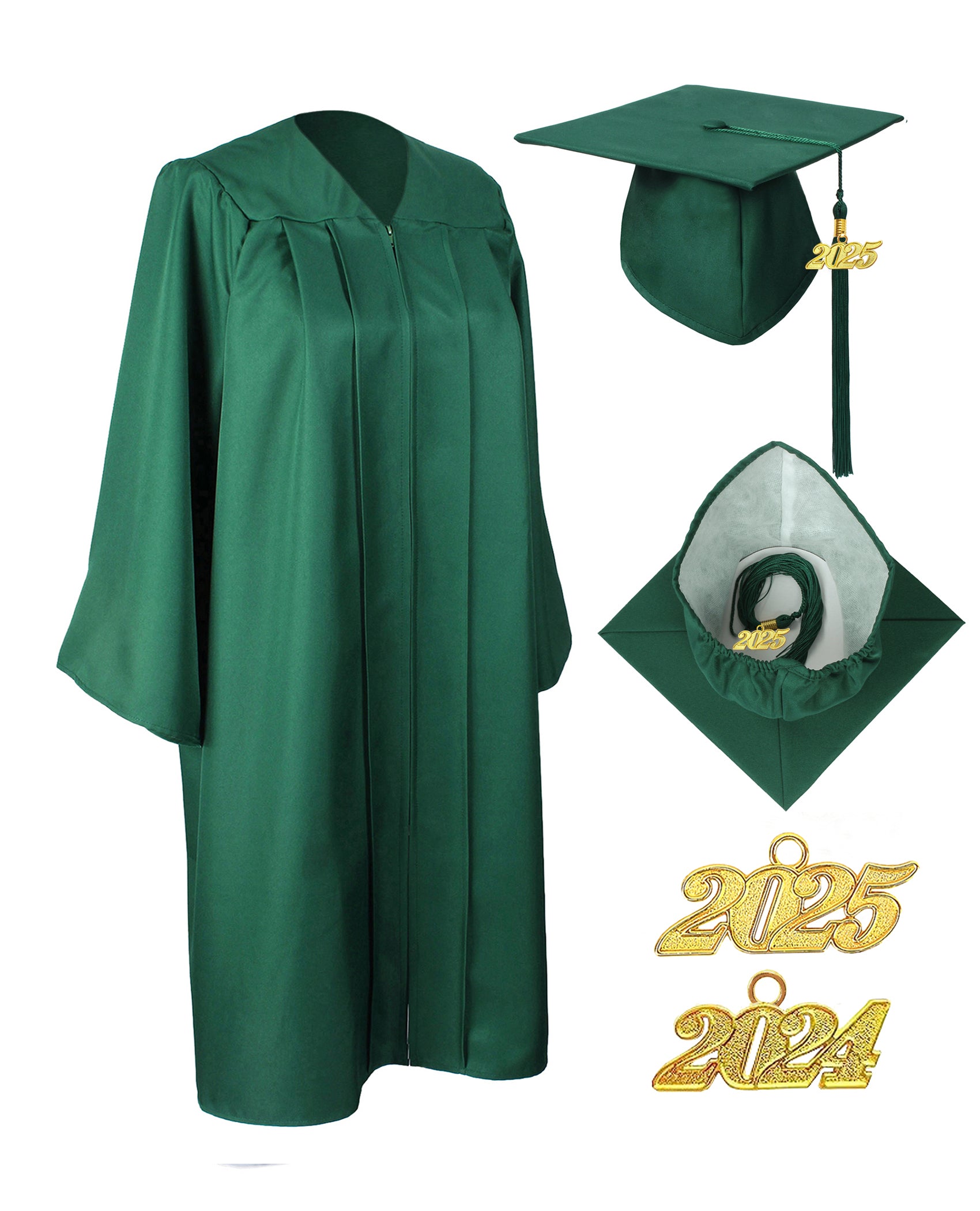 GraduationService Unisex  Matte Graduation Cap & Gown with Tassel 2025 Year Charm Rich Color