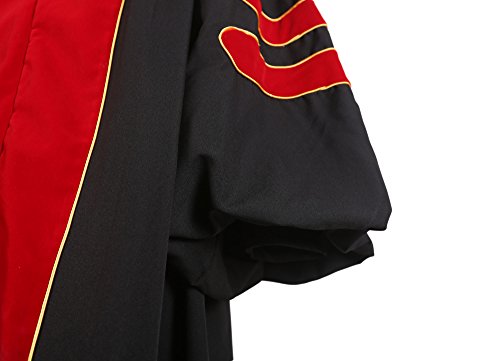 Deluxe Doctoral Graduation Gown|Graduation Regalia|PHD Gown with Gold Piping (Red Velvet)