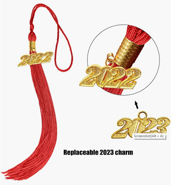 Isolated Graduation Cap With 2024 Charm On Gold Tassel Stock Photo