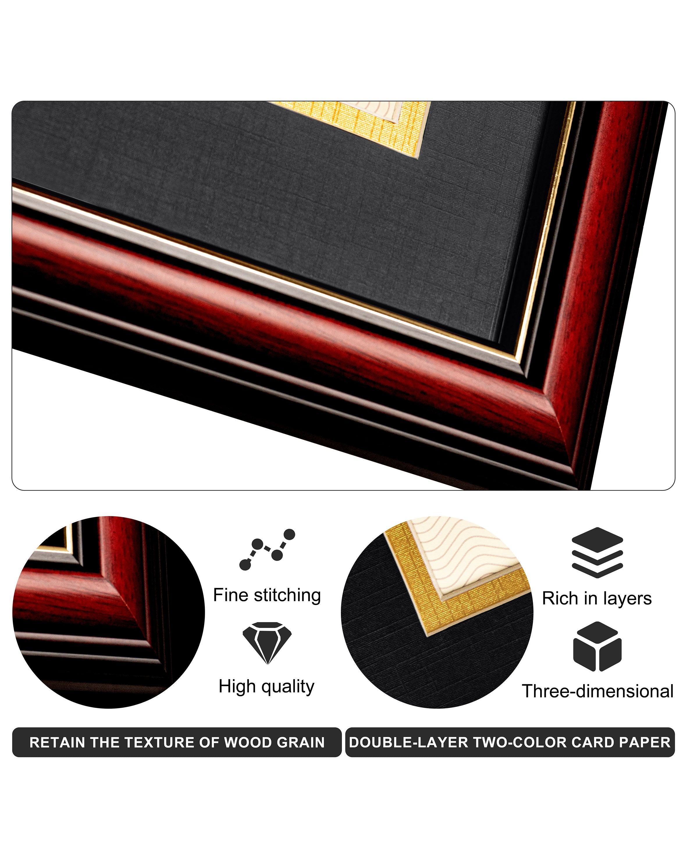 MyGradDay 8.5x11 Diploma Frame with Maroon over Gold Mat or Display 11x14 Document without Mat,Solid Wood & UV Protection Acrylic,Mahogany Degree Certificate Frame