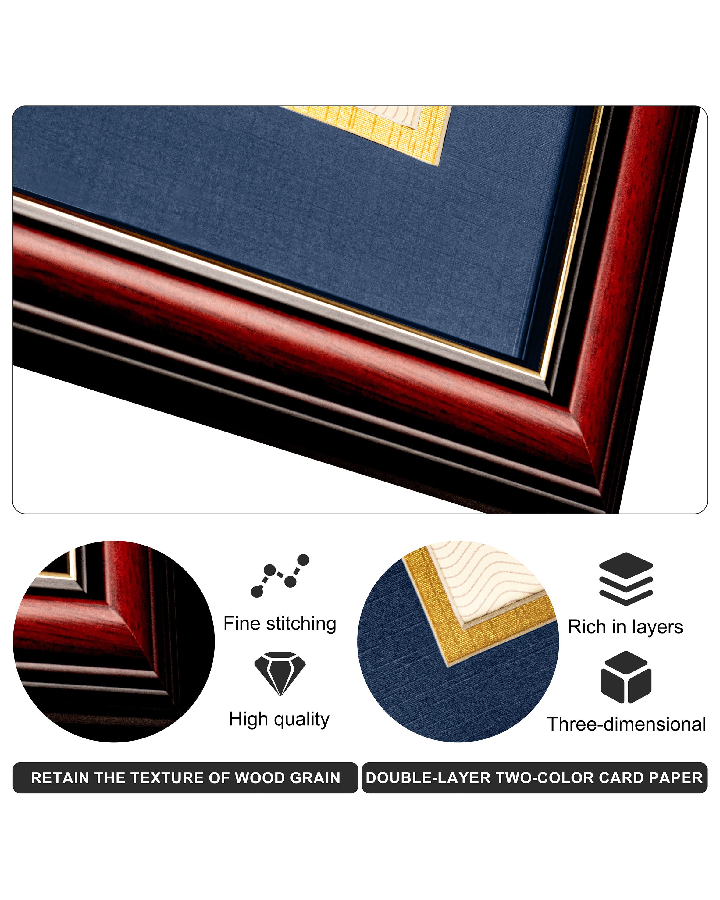 MyGradDay 8.5x11 Diploma Frame with Maroon over Gold Mat or Display 11x14 Document without Mat,Solid Wood & UV Protection Acrylic,Mahogany Degree Certificate Frame
