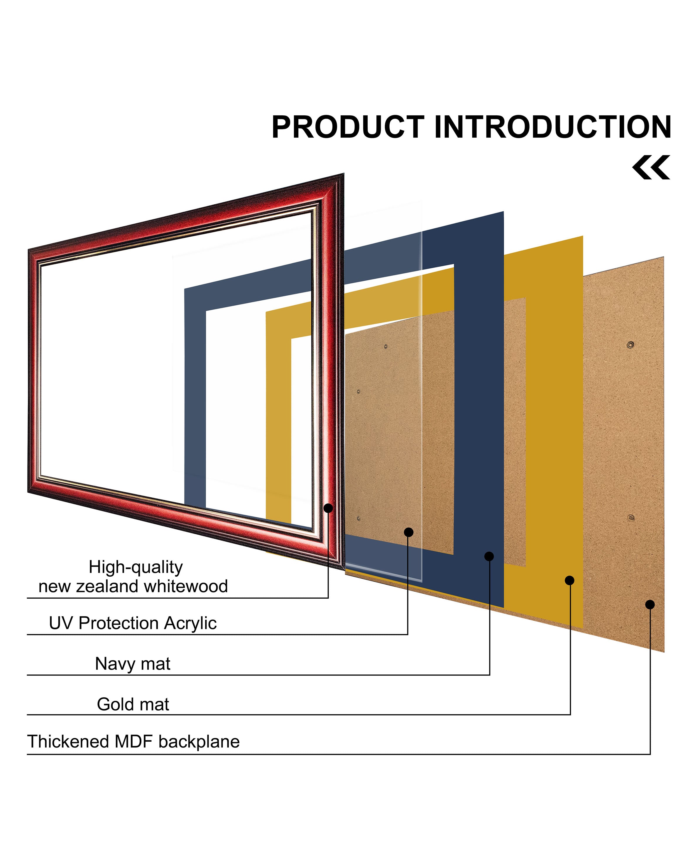 MyGradDay 8.5x11 Diploma Frame with Maroon over Gold Mat or Display 11x14 Document without Mat,Solid Wood & UV Protection Acrylic,Mahogany Degree Certificate Frame