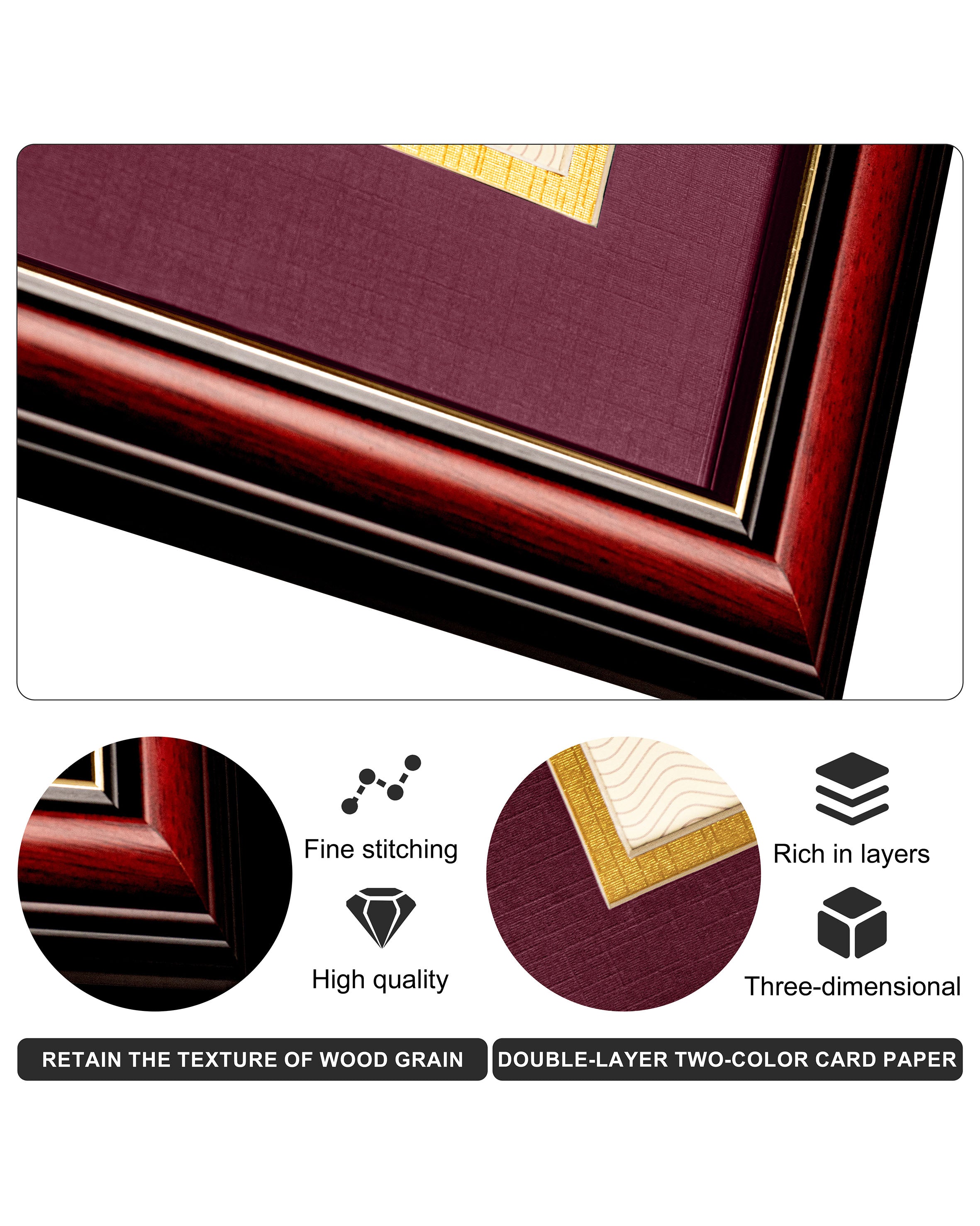 MyGradDay 8.5x11 Diploma Frame with Maroon over Gold Mat or Display 11x14 Document without Mat,Solid Wood & UV Protection Acrylic,Mahogany Degree Certificate Frame