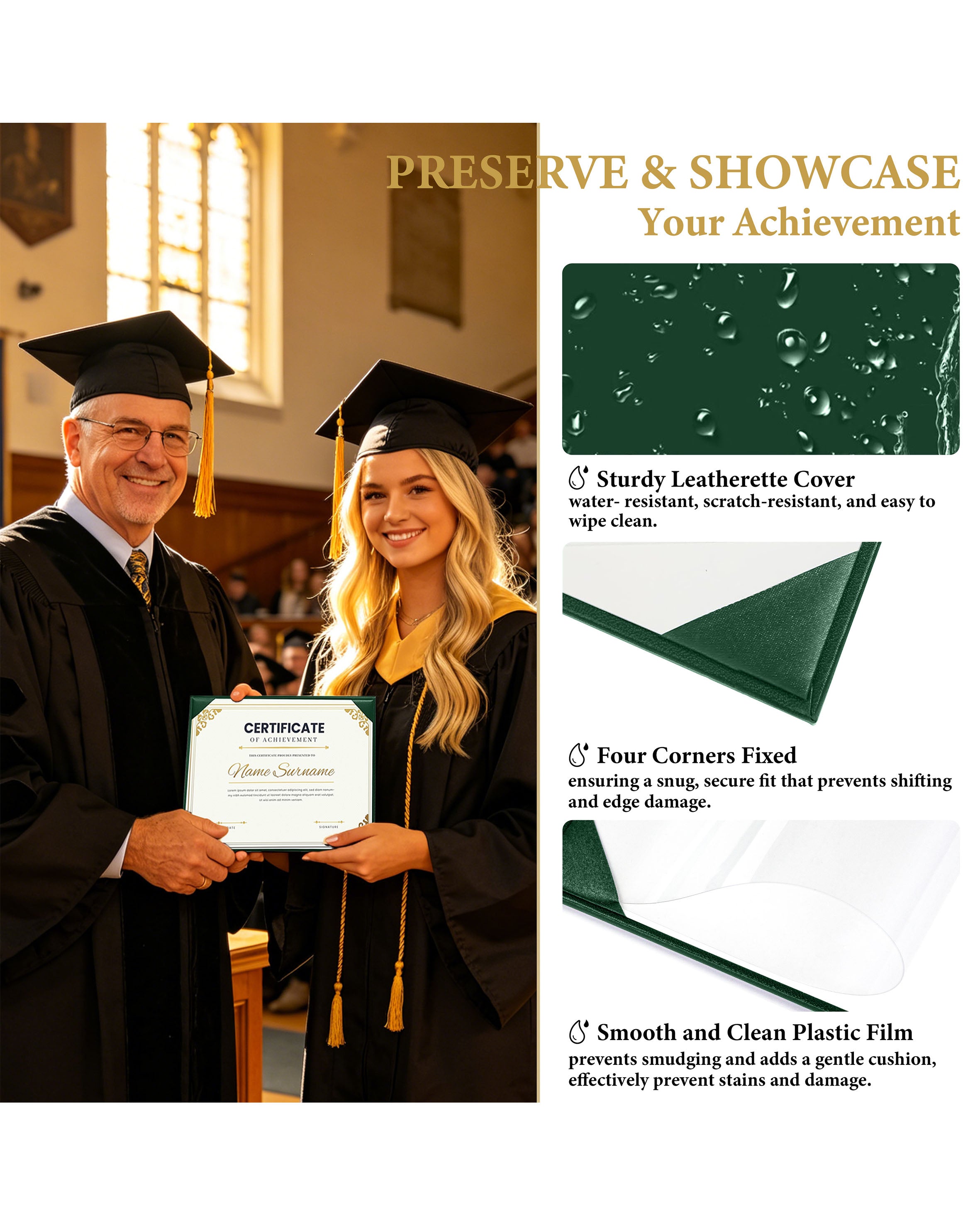 Diploma Cover 6" x 8" 7" x 9" 8.5" x 11" 11" x 14" Graduation Certificate Holder