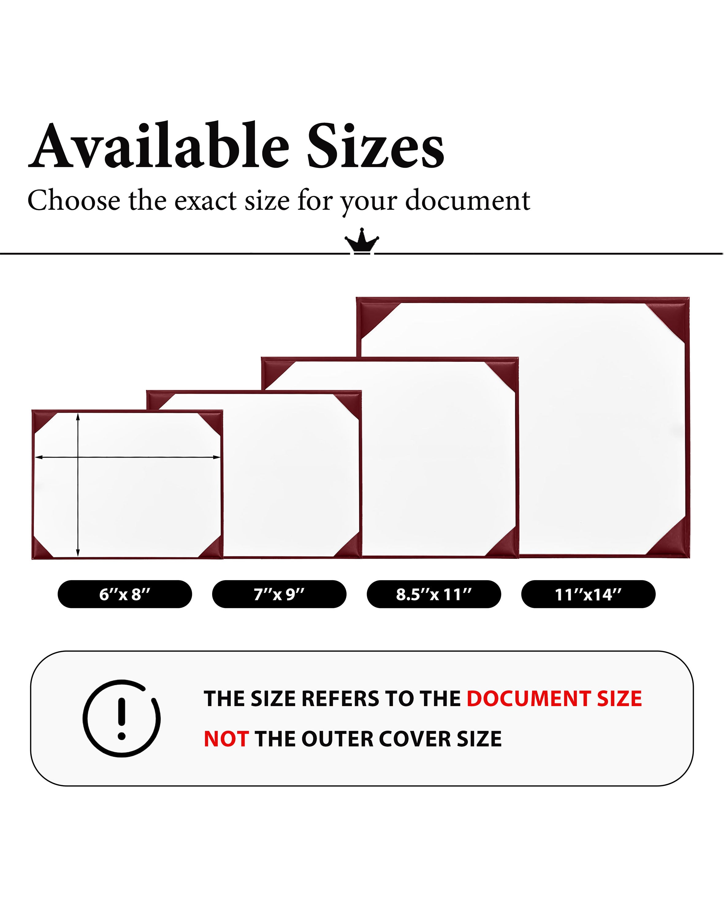 Diploma Cover 6" x 8" 7" x 9" 8.5" x 11" 11" x 14" Graduation Certificate Holder