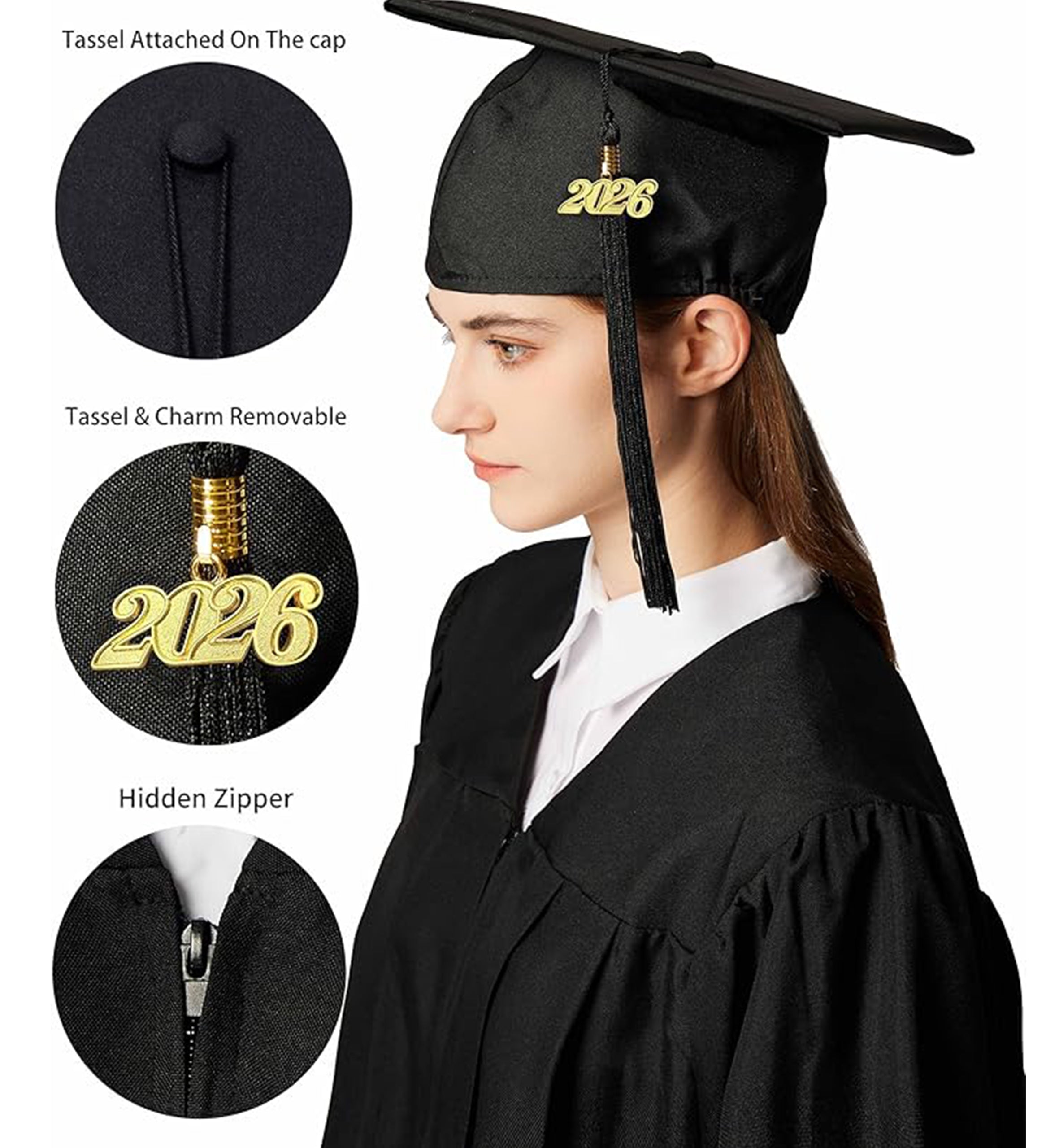 MyGradDay Unisex Master Graduation Gown Cap and Hood Master Regalia with 2026 Tassel