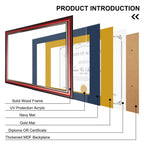 MyGradDay 8.5x11 Diploma Frame with Maroon over Gold Mat or Display 11x14 Document without Mat,Solid Wood & UV Protection Acrylic,Mahogany Degree Certificate Frame