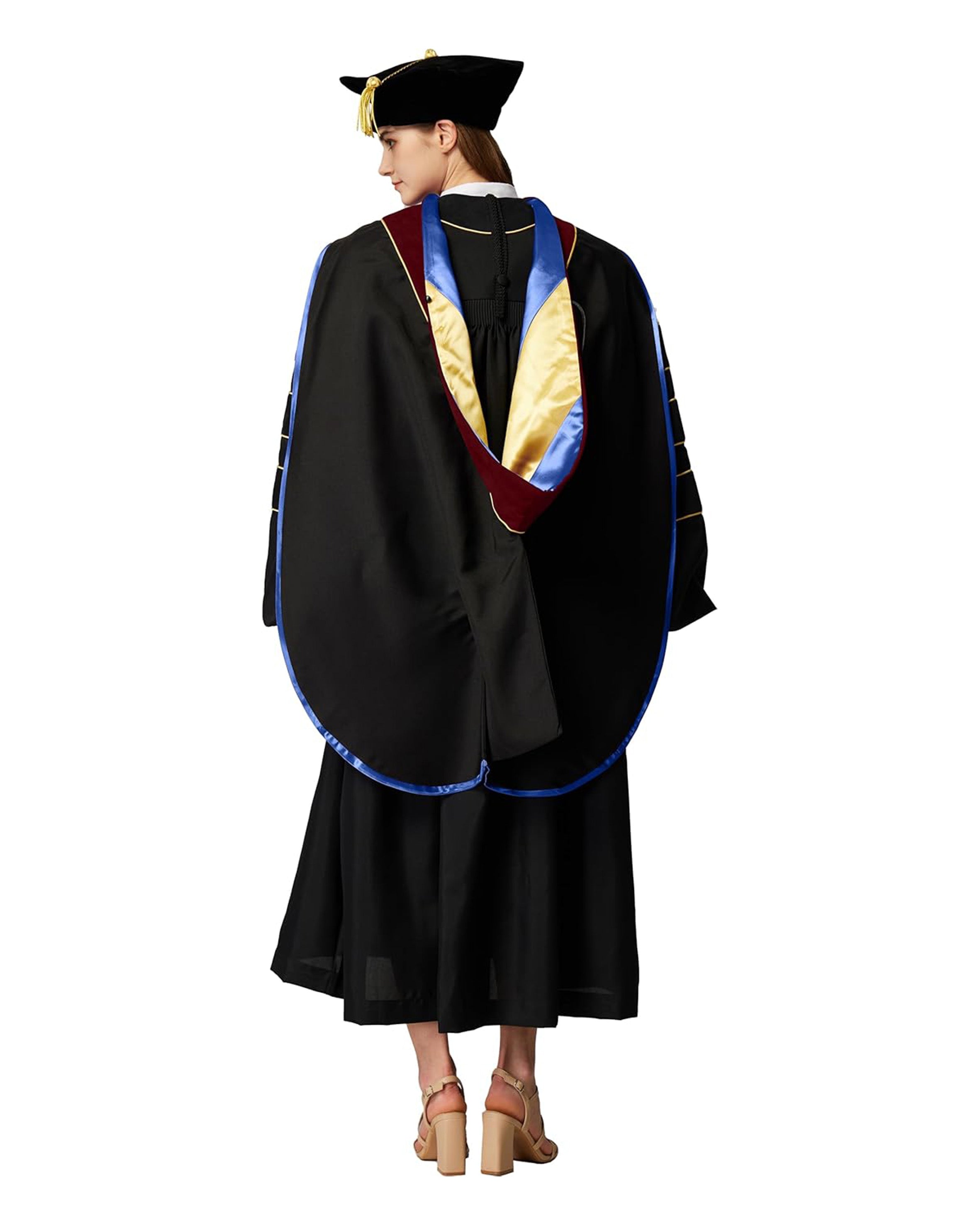 Deluxe Doctoral Graduation Hood with Gold Piping