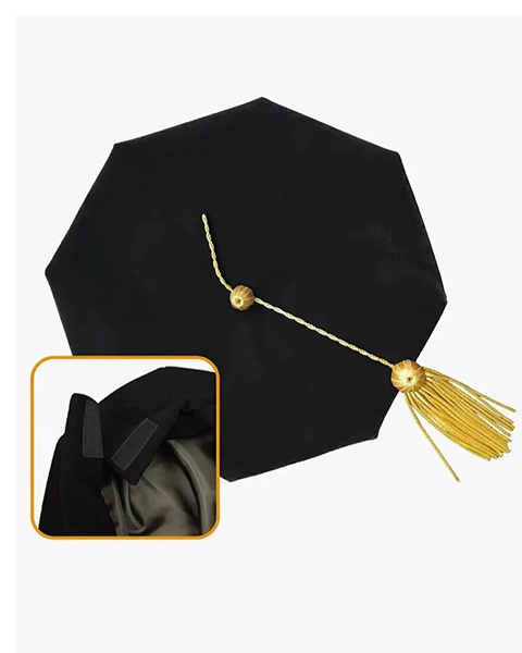 Deluxe Doctoral Graduation Gown with Gold Piping Plus Doctoral Tam and Doctoral Hood  Package
