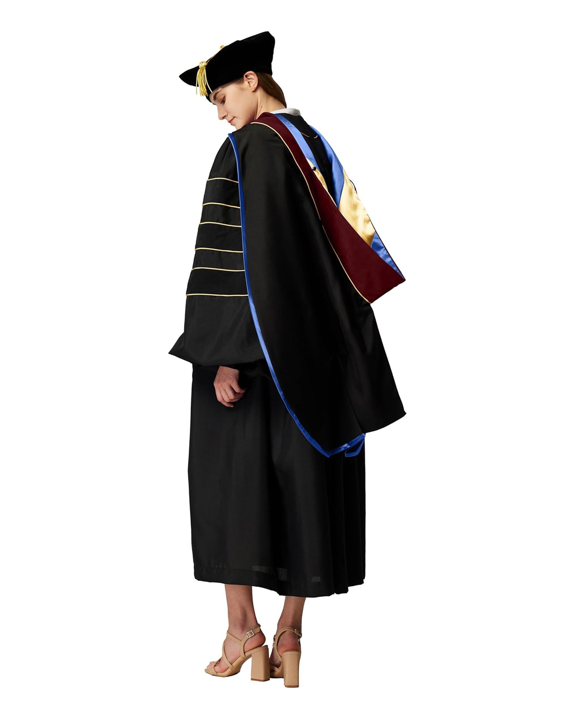 Deluxe Doctoral Graduation Hood with Gold Piping