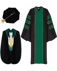 Deluxe Doctoral Graduation Gown with Gold Piping Plus Doctoral Tam and Doctoral Hood  Package