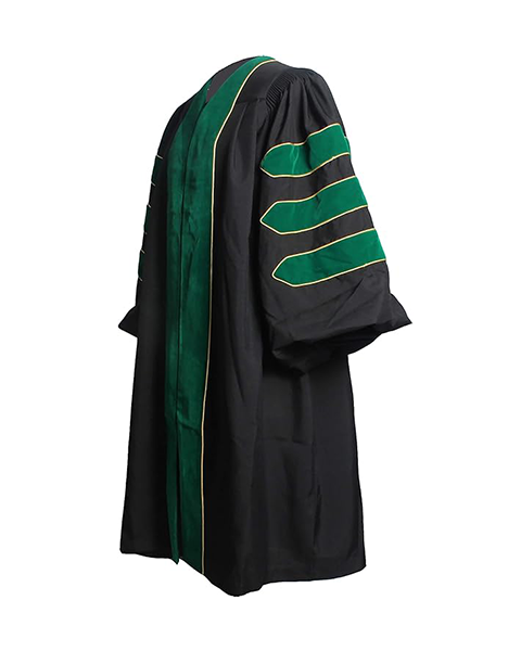 Deluxe Doctoral Graduation Gown with Gold Piping Plus Doctoral Tam and Doctoral Hood  Package