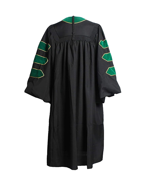 Deluxe Doctoral Graduation Gown with Gold Piping Plus Doctoral Tam and Doctoral Hood  Package