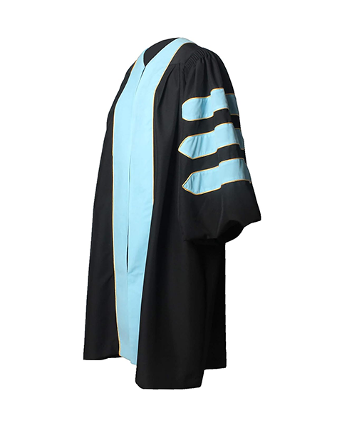 Deluxe Doctoral Graduation Gown with Gold Piping Plus Doctoral Tam and Doctoral Hood  Package