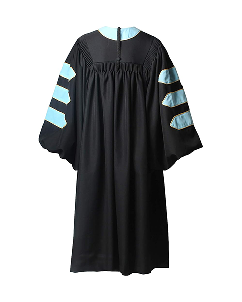 Deluxe Doctoral Graduation Gown with Gold Piping Plus Doctoral Tam and Doctoral Hood  Package