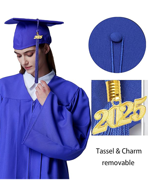 MyGradDay Unisex Adult Matte Graduation Cap with 2024 2025 Tassel Year Charm for High School & Bachelor