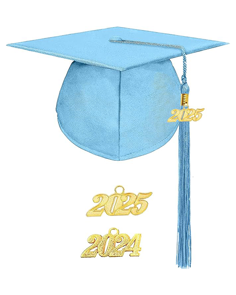 MyGradDay Unisex Adult Matte Graduation Cap with 2024 2025 Tassel Year Charm for High School & Bachelor