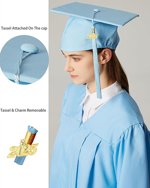 MyGradDay Unisex Adult Matte Graduation Cap with 2024 2025 Tassel Year Charm for High School & Bachelor