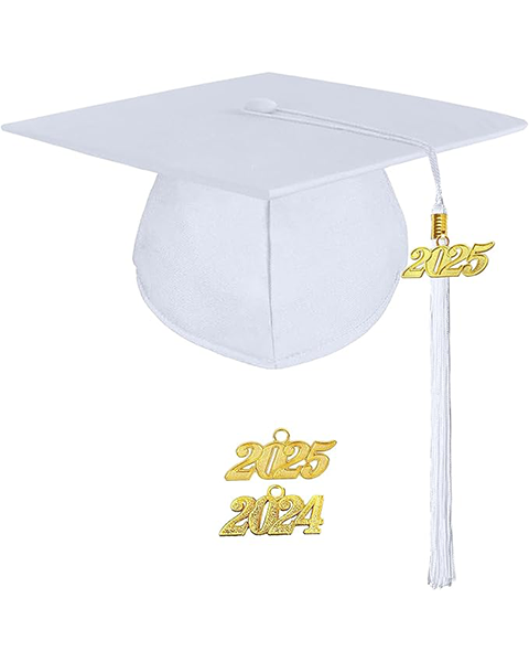 MyGradDay Unisex Adult Matte Graduation Cap with 2024 2025 Tassel Year Charm for High School & Bachelor