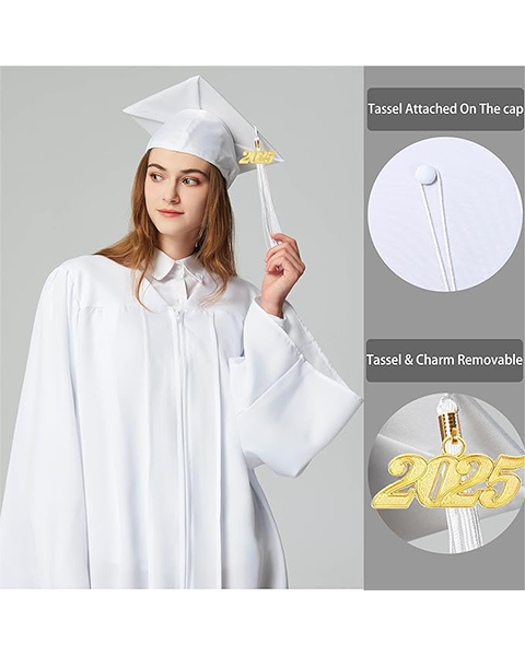 MyGradDay Unisex Adult Matte Graduation Cap with 2024 2025 Tassel Year Charm for High School & Bachelor