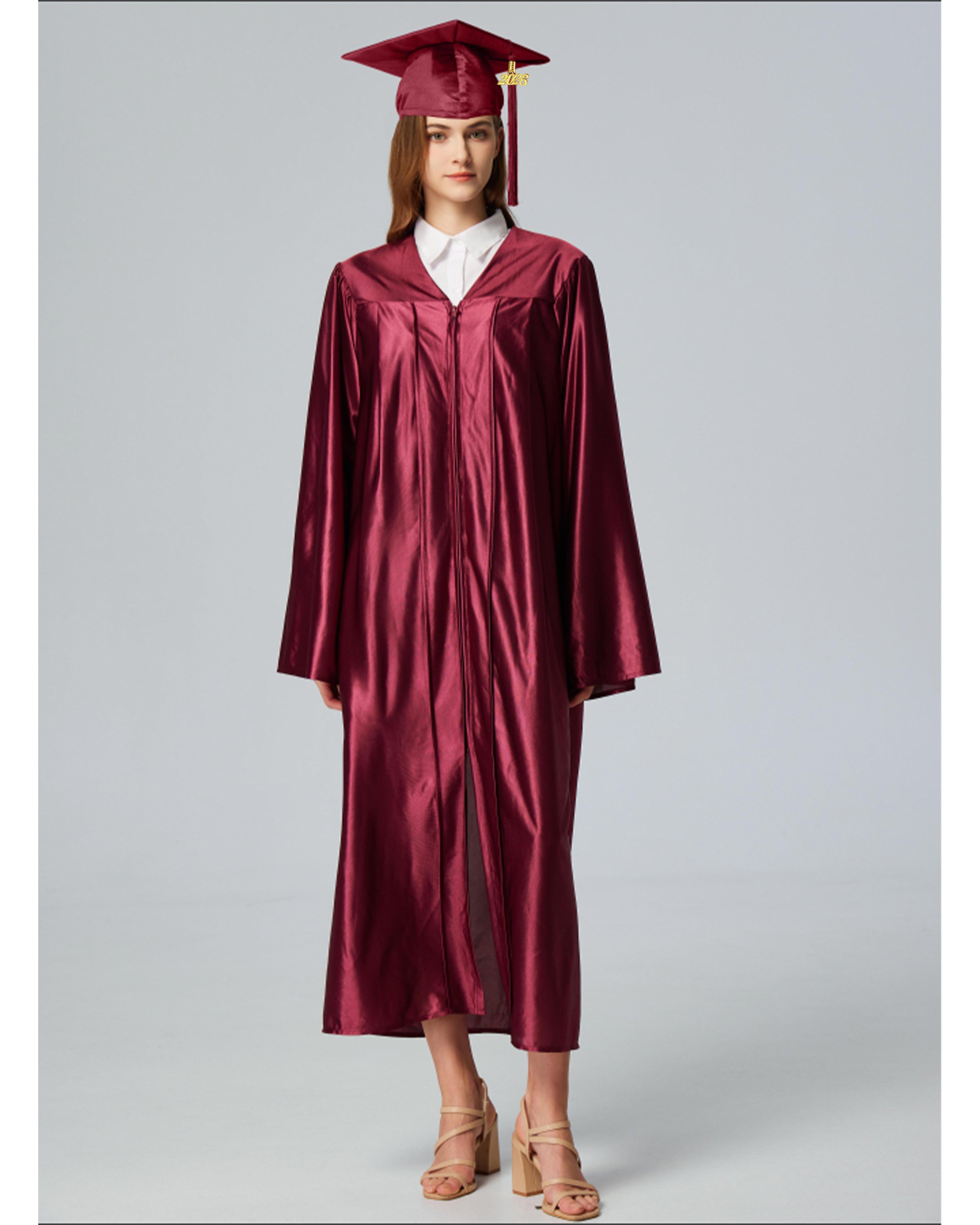 Unisex Shiny Graduation Cap and Gown with Tassel 2026 Year Charm ( Rich Color )